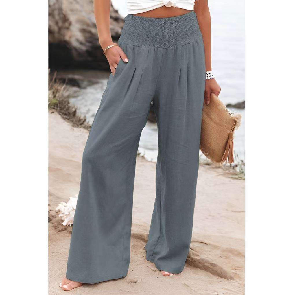 Women's Relaxed Wide Leg Pants – High Waist Pull-On Casual Trousers