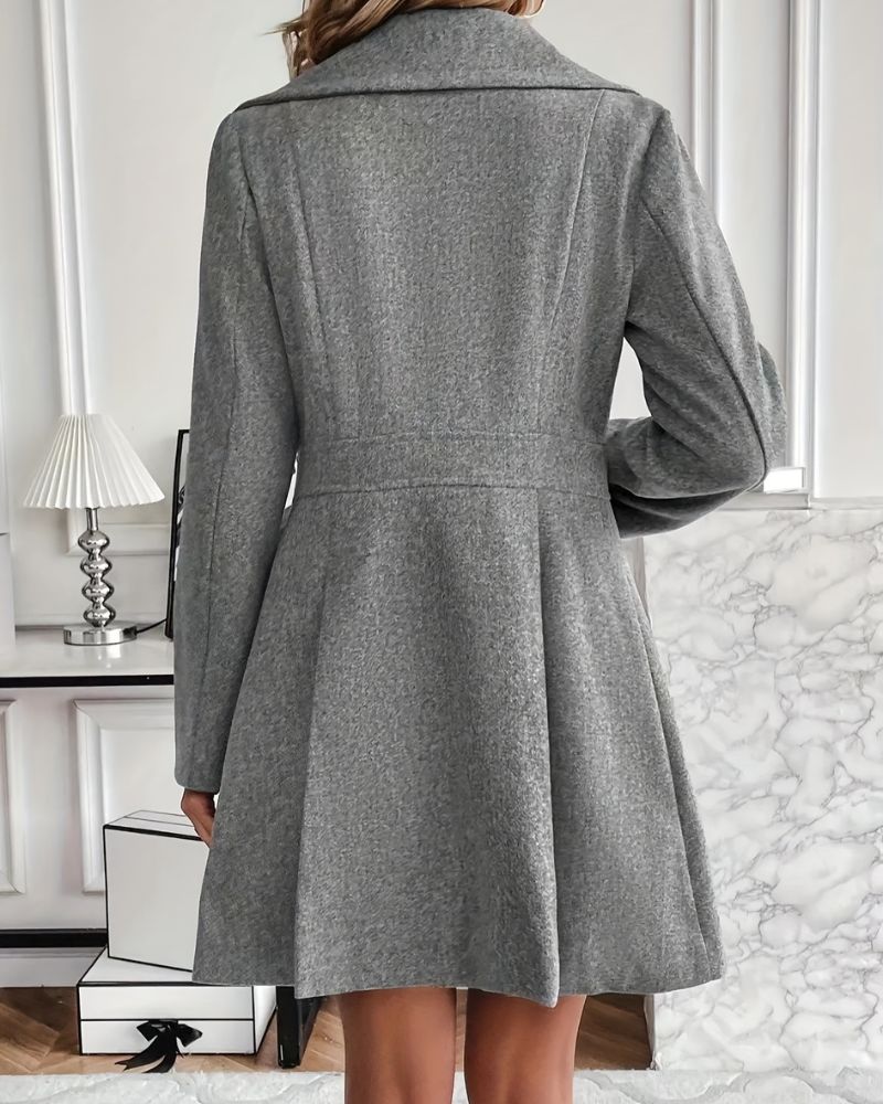 Women's Tailored Pleated Coat – Long Button Front Winter Overcoat