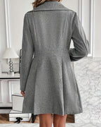 Women's Tailored Pleated Coat – Long Button Front Winter Overcoat