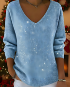 Women's Shimmer Knit Sweater – Glitter Ribbed Long Sleeve Pullover