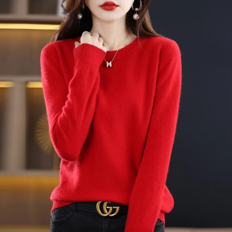 Women's Classic Crew Neck Knit Sweater – Soft Long Sleeve Pullover