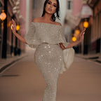 Women's Ruffle Off-Shoulder Dress – Fitted Statement Cocktail Dress