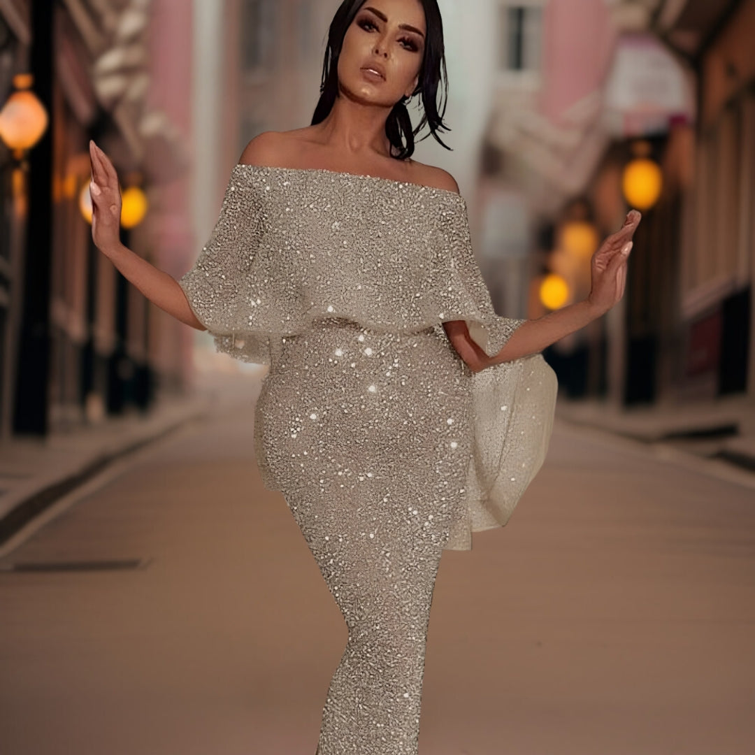 Women's Ruffle Off-Shoulder Dress – Fitted Statement Cocktail Dress