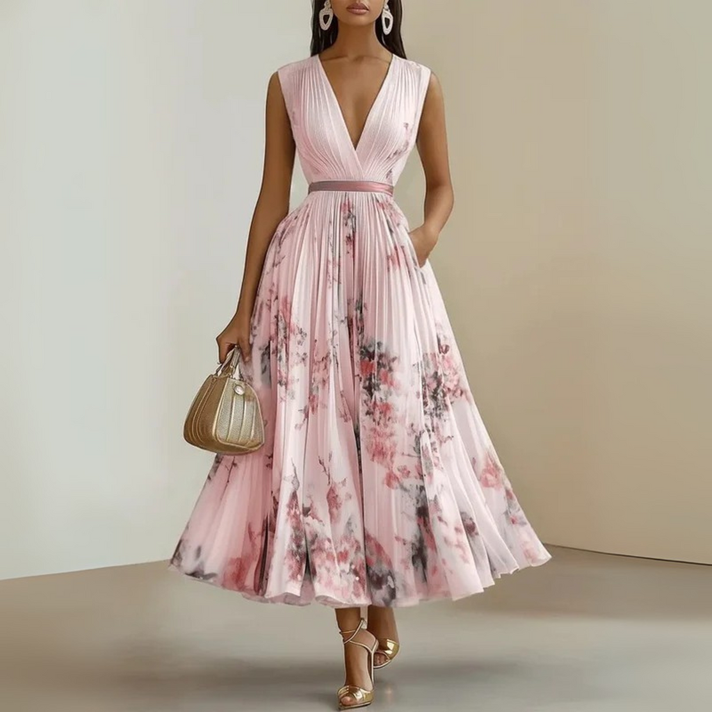 Women's Sleeveless Maxi Dress – Pleated Summer Dress