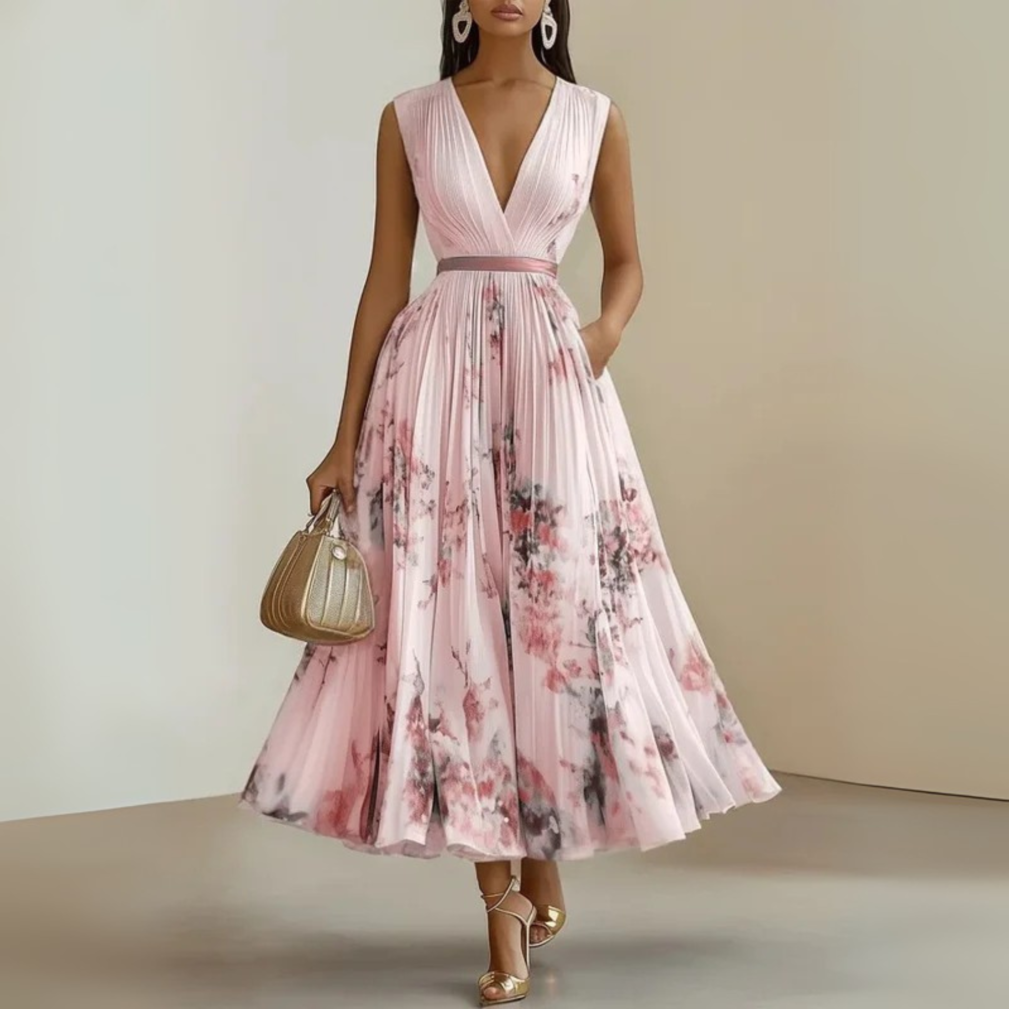 Women's Sleeveless Maxi Dress – Pleated Summer Dress