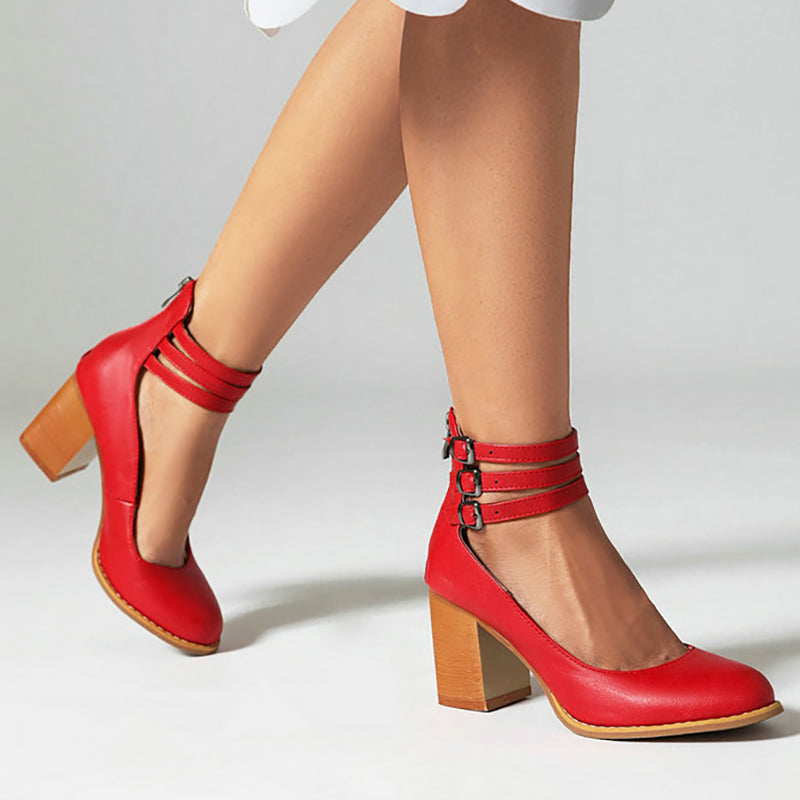 Women’s Heeled Sandals – Ankle Strap Block Heel Sandals – Casilda