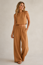 Women's Two-Piece Lounge Set – Wide Leg Summer Set