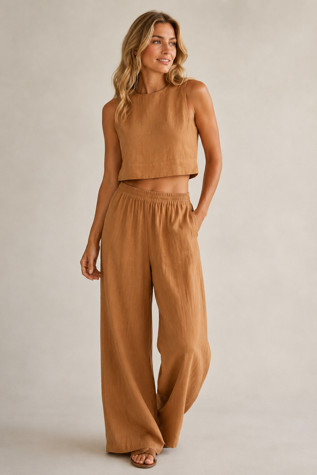 Women's Two-Piece Lounge Set – Wide Leg Summer Set