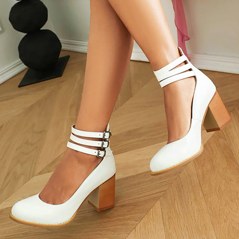 Women’s Heeled Sandals – Ankle Strap Block Heel Sandals – Casilda