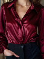 Women's Classic Collared Blouse – Long Sleeve Tailored Office Blouse