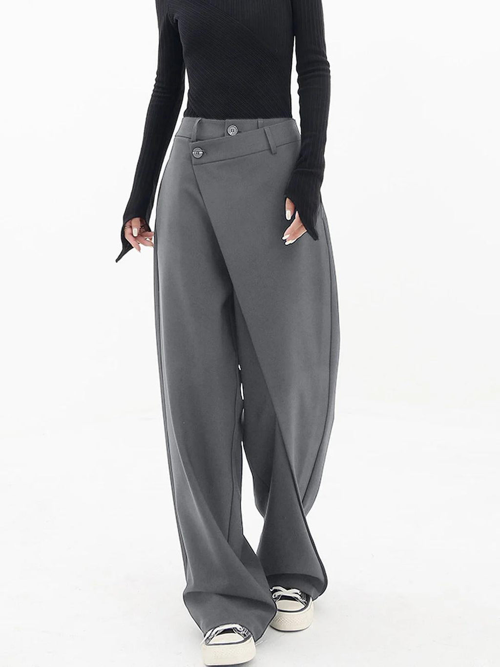 Women's Crisscross Wide Leg Trousers – Elastic Waist Relaxed Pants
