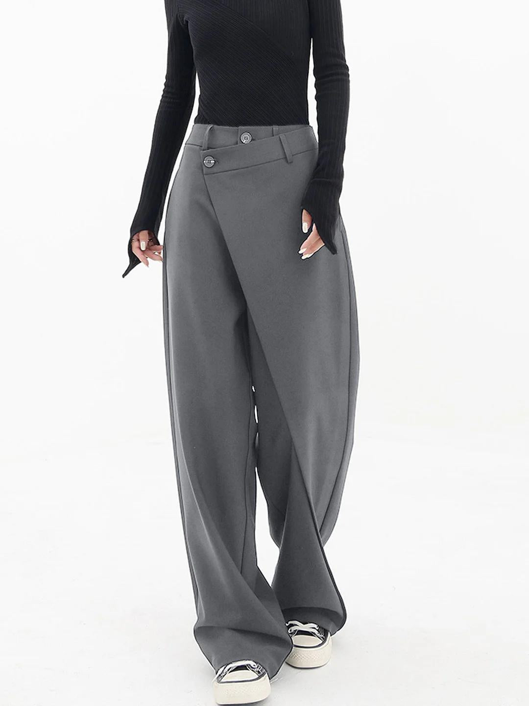 Women's Crisscross Wide Leg Trousers – Elastic Waist Relaxed Pants