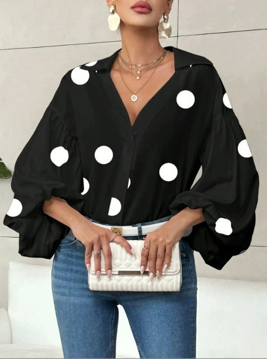 Women's Polka Dot Blouse – Casual Summer Blouse – Clara