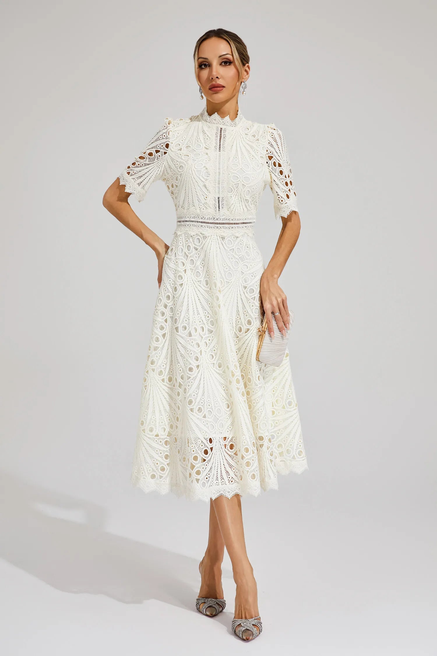 Women's Lace Midi Dress – Wedding Guest Dress