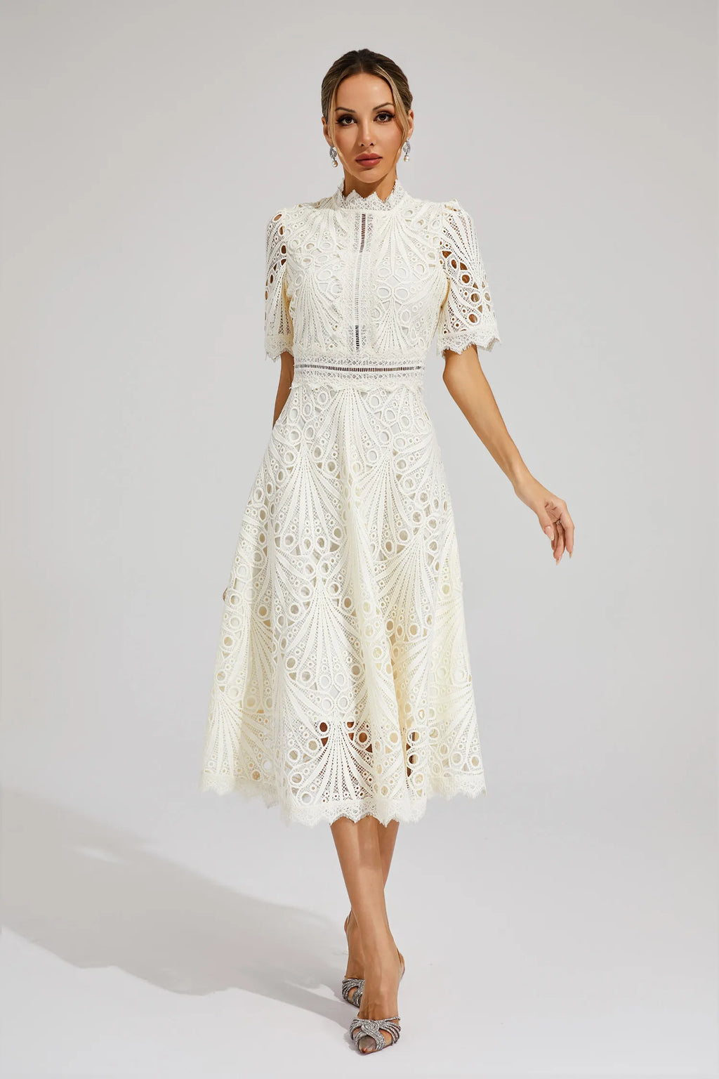 Women's Lace Midi Dress – Wedding Guest Dress