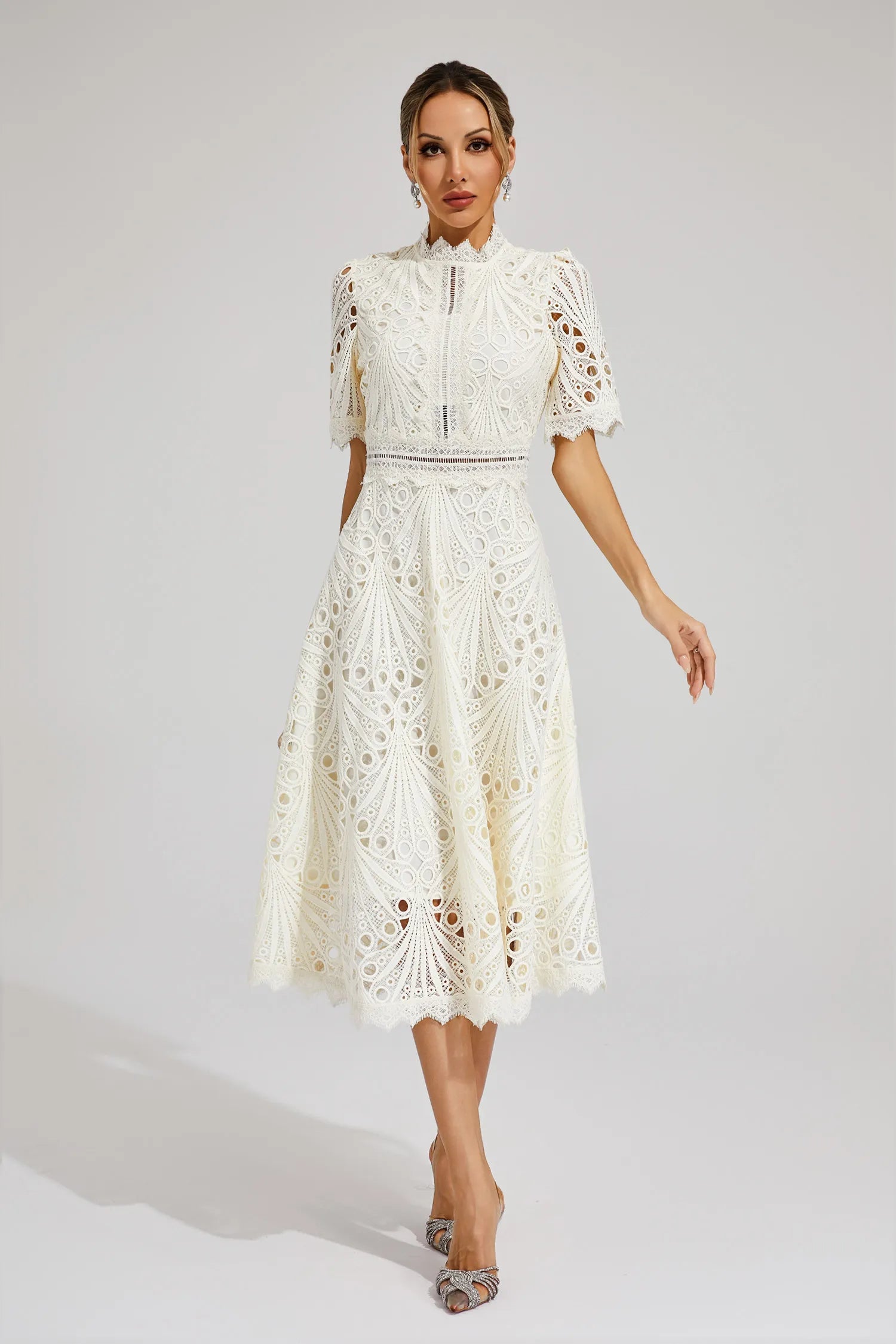 Women's Lace Midi Dress – Wedding Guest Dress