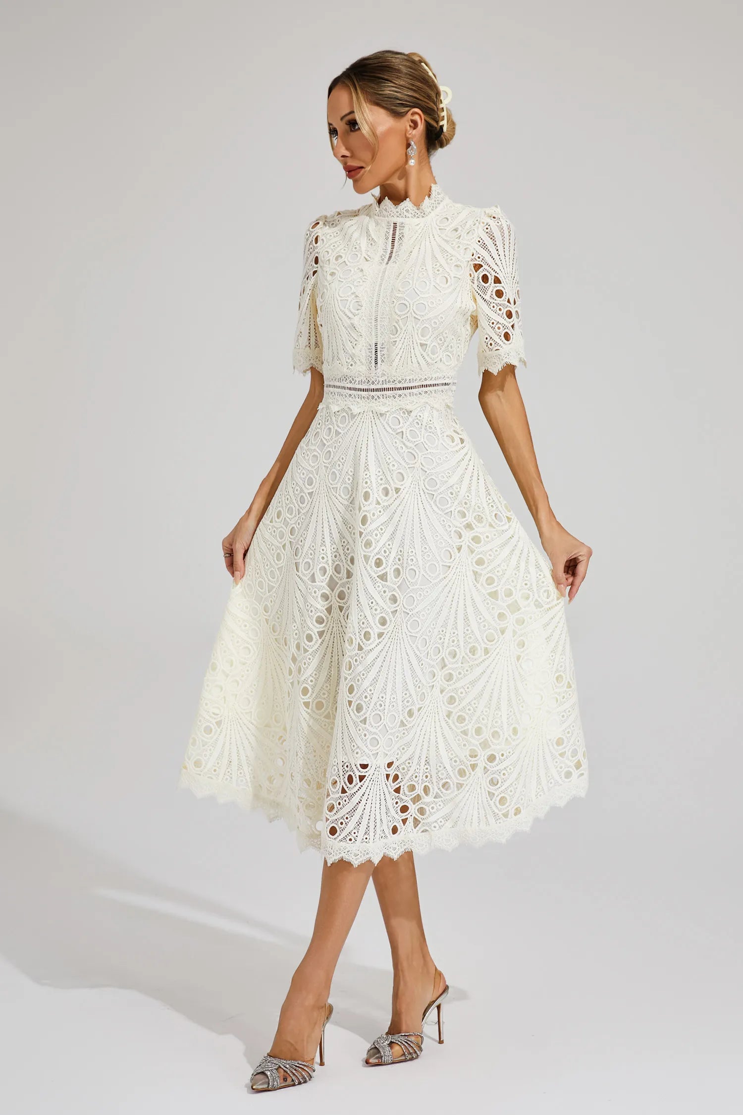 Women's Lace Midi Dress – Wedding Guest Dress