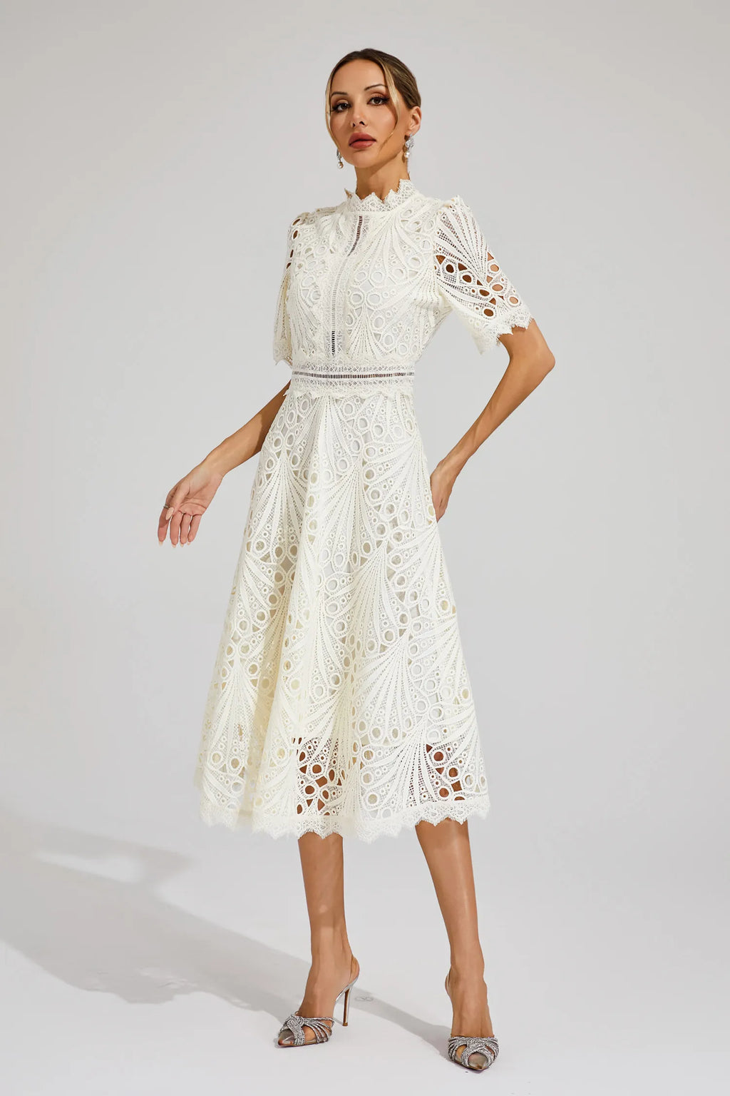 Women's Lace Midi Dress – Wedding Guest Dress