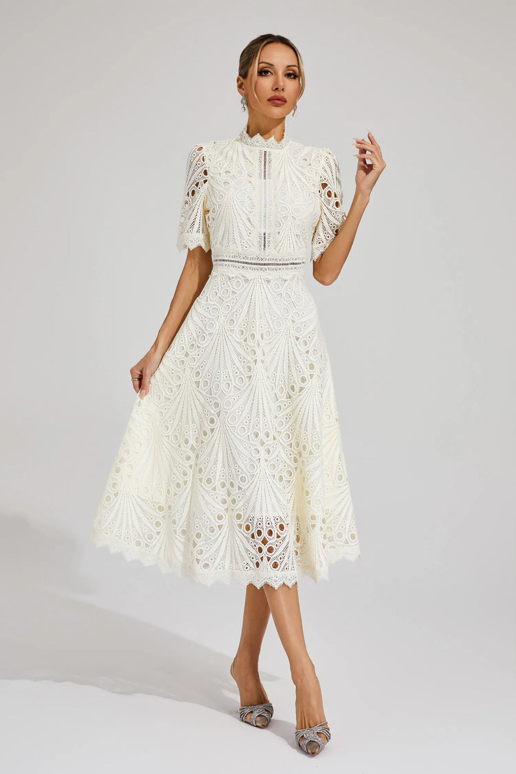 Women's Lace Midi Dress – Wedding Guest Dress