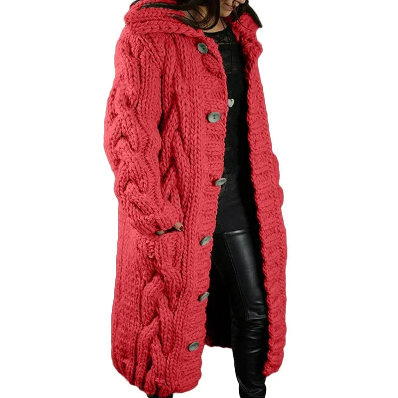 Women's Chunky Winter Cardigan – Relaxed Long Sleeve Cozy Cardigan