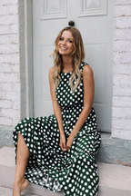 Women's Polka Dot Midi Dress – Sleeveless Summer Dress