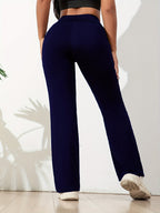 Women's High Waist Yoga Flare Pants – Stretch Pocket Workout Trousers