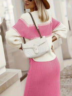 Women's Ribbed Sweater Set – Matching Knit Skirt Set