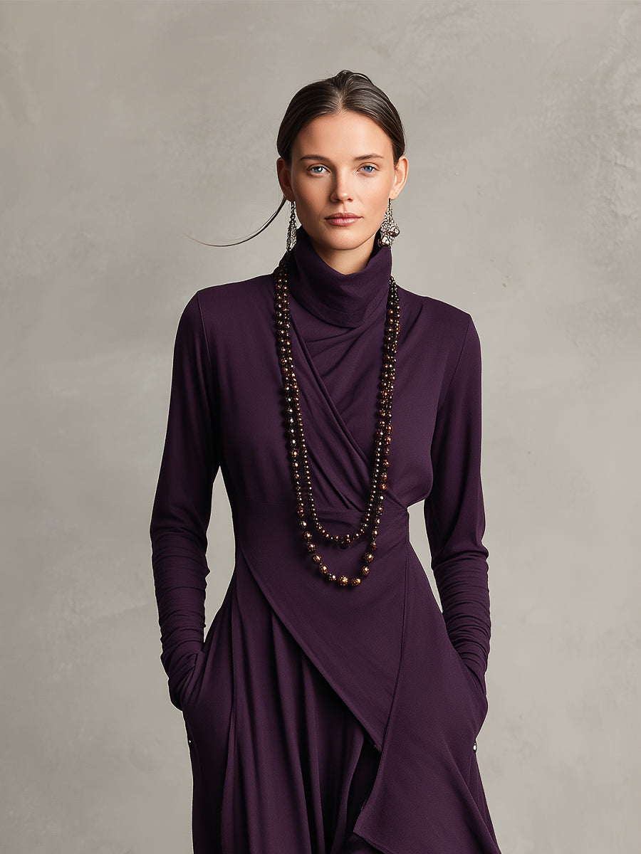 Women's High Neck Maxi Dress – Knit Sweater Dress