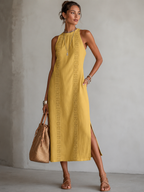 Women's Embroidered Pocket Shirt Dress – Relaxed Flowy Day Dress