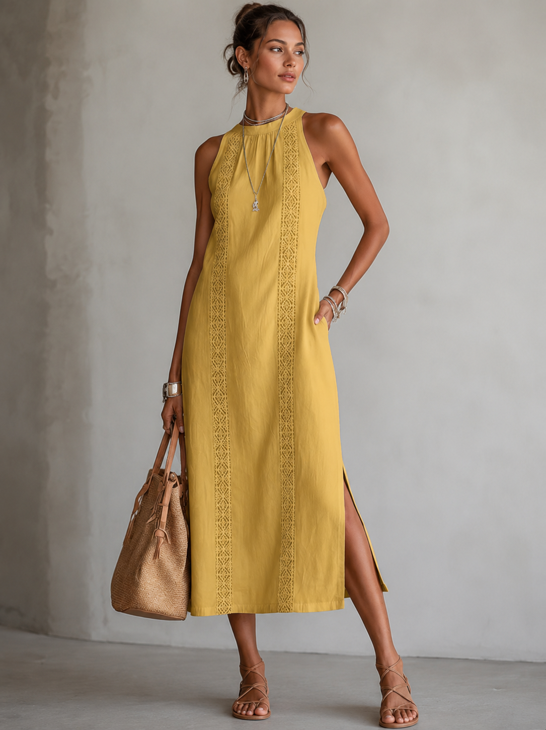 Women's Embroidered Pocket Shirt Dress – Relaxed Flowy Day Dress