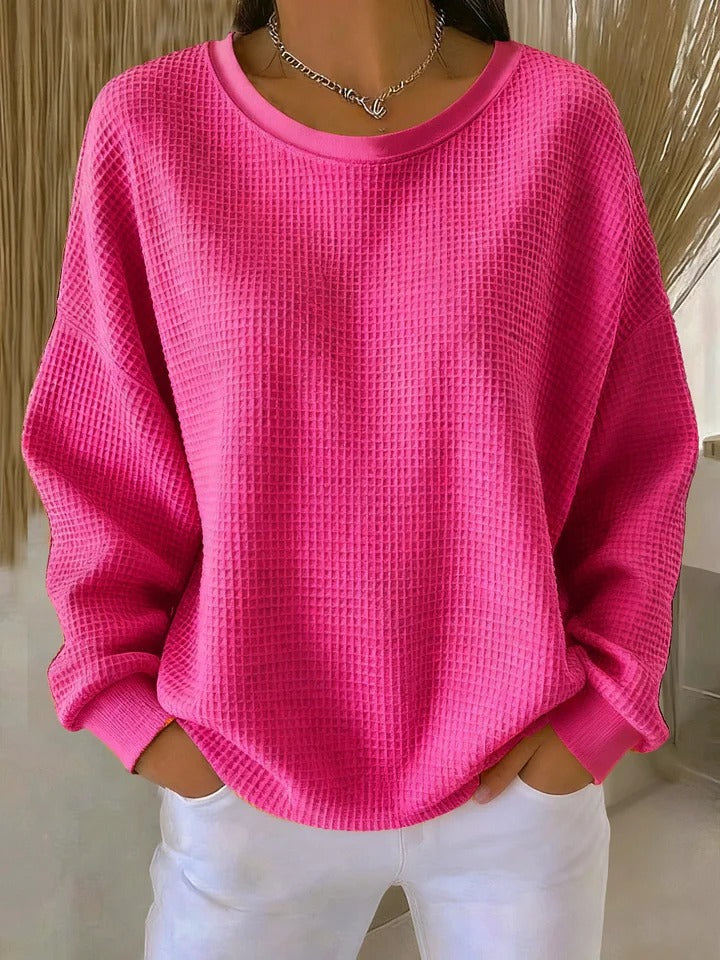Women's Textured Pullover Sweater – Relaxed Everyday Knit Sweater