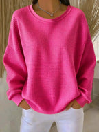Women's Textured Pullover Sweater – Relaxed Everyday Knit Sweater