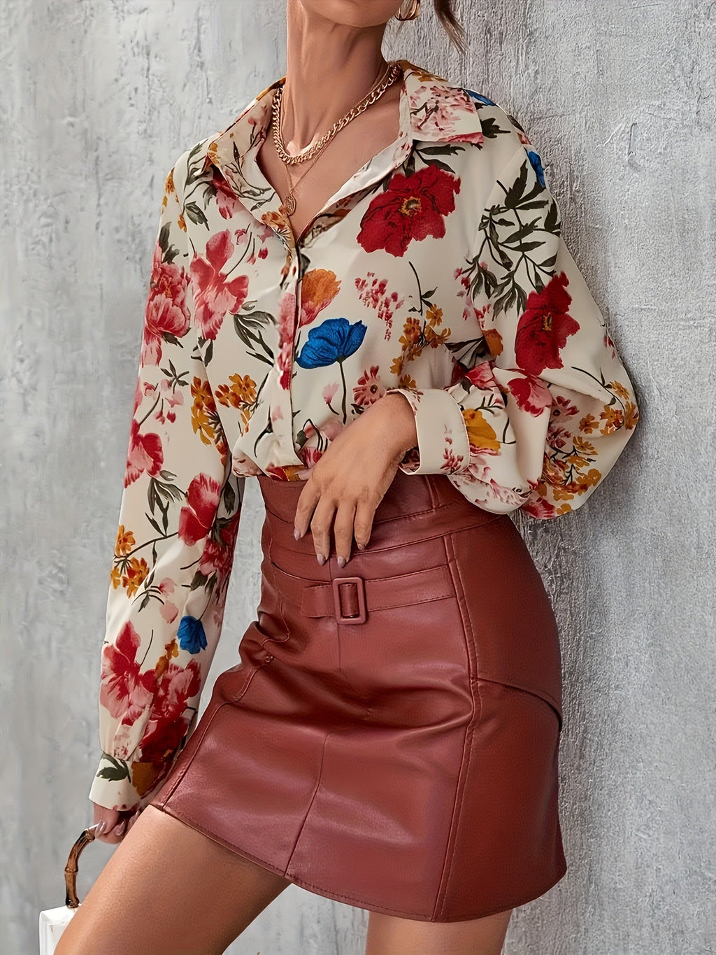 Women’s Floral Blouse – Print Casual Summer Blouse – Daisy