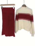 Women's Ribbed Sweater Set – Matching Knit Skirt Set