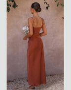 Women's Side Slit Maxi Dress – Strappy Fitted Formal Evening Gown