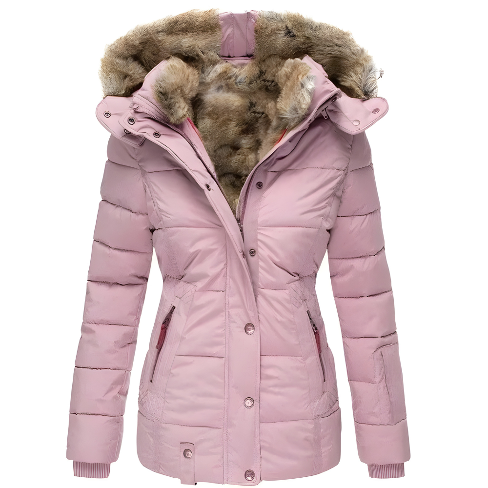 Women's Fur Hood Quilted Coat – Longline Removable Hood Winter Coat