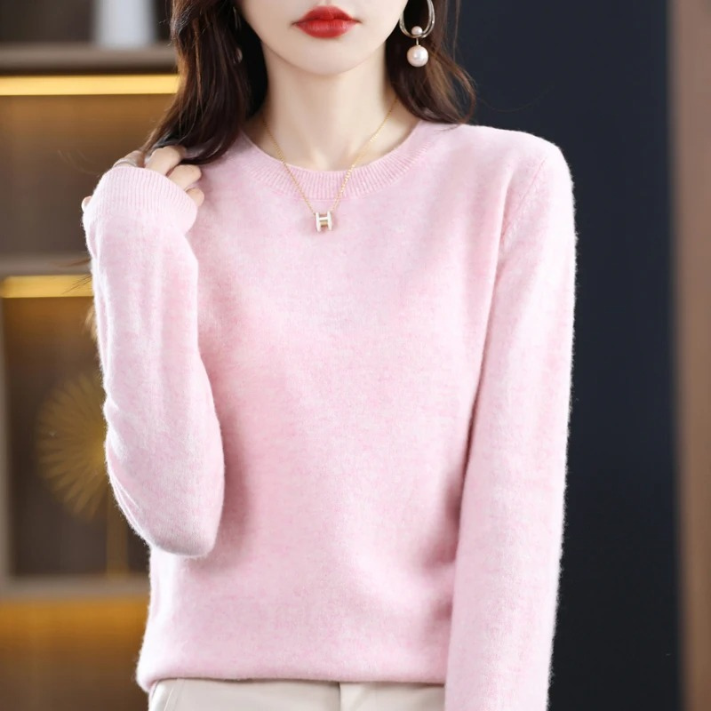 Women's Classic Crew Neck Knit Sweater – Soft Long Sleeve Pullover