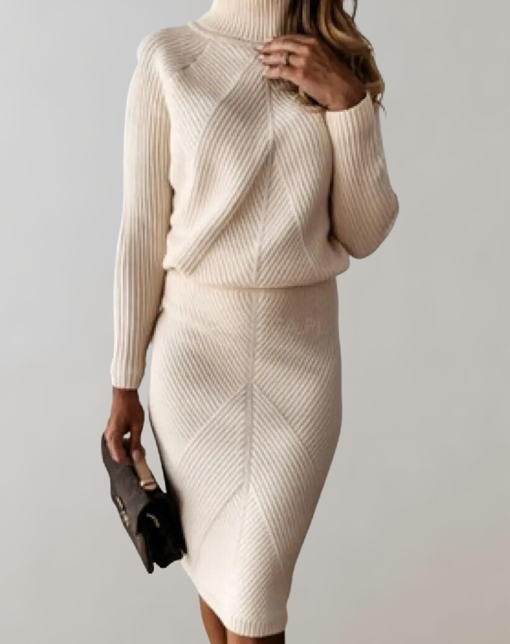 Women's Fitted Turtleneck Skirt Set – Long Sleeve Two-Piece Matching Set