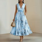 Women's Sleeveless Maxi Dress – Pleated Summer Dress
