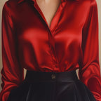 Women's Classic Collared Blouse – Long Sleeve Tailored Office Blouse