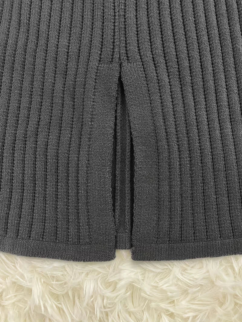 Women's Ribbed Sweater Set – Matching Knit Skirt Set