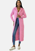 Women's Textured Hooded Cardigan – Long Relaxed Winter Cardigan
