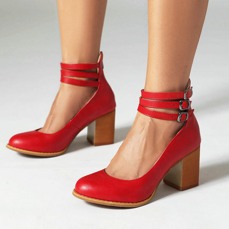 Women’s Heeled Sandals – Ankle Strap Block Heel Sandals – Casilda