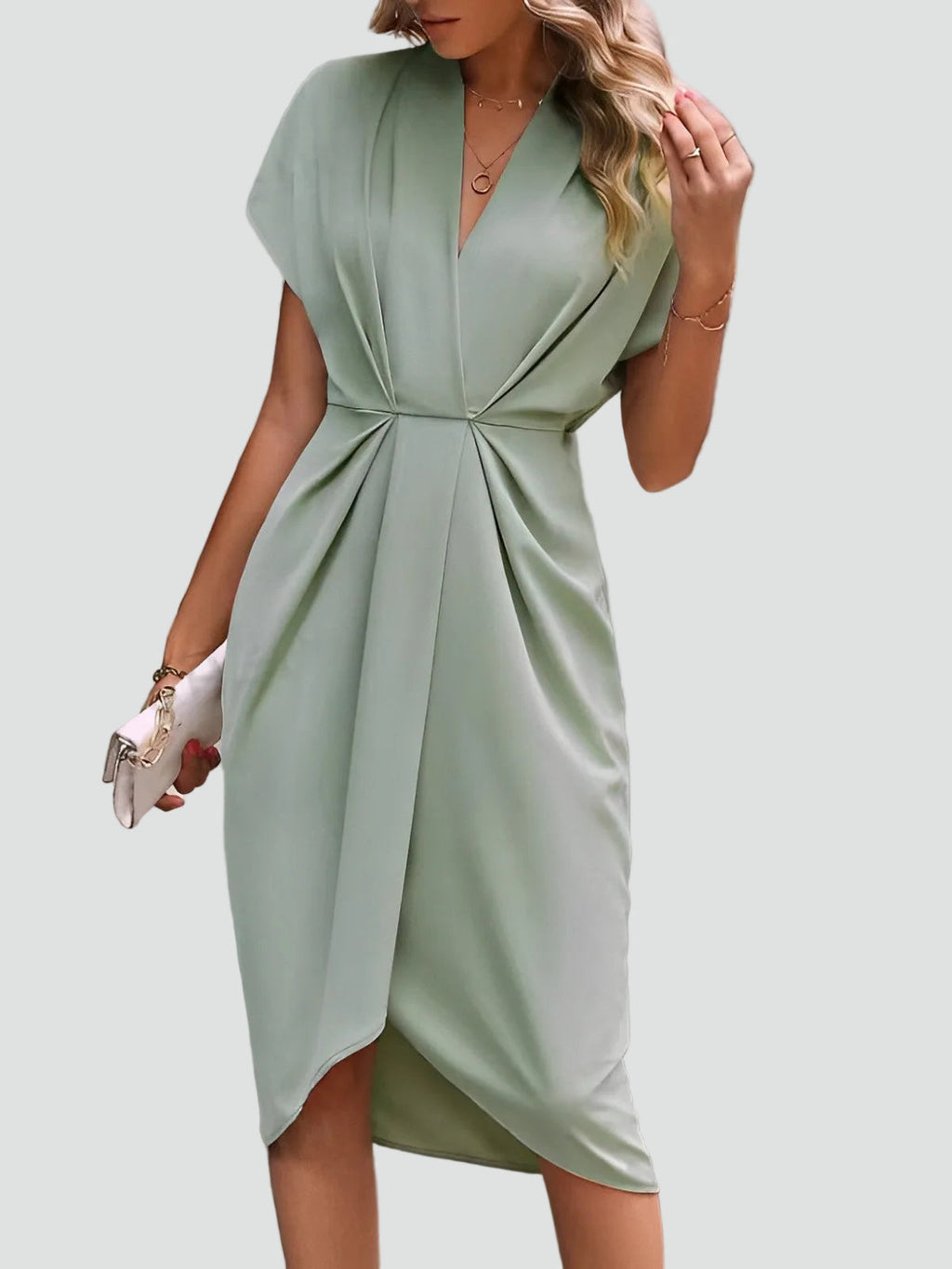Women's Wrap Midi Dress – V-Neck Occasion Dress