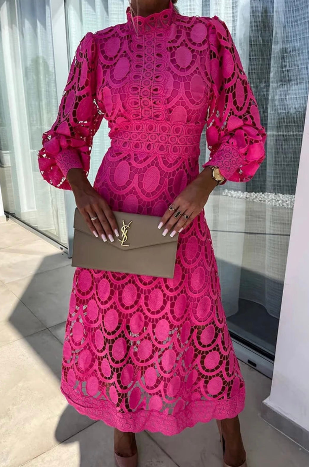 Women's Lace Midi Dress – Elegant Occasion Dress