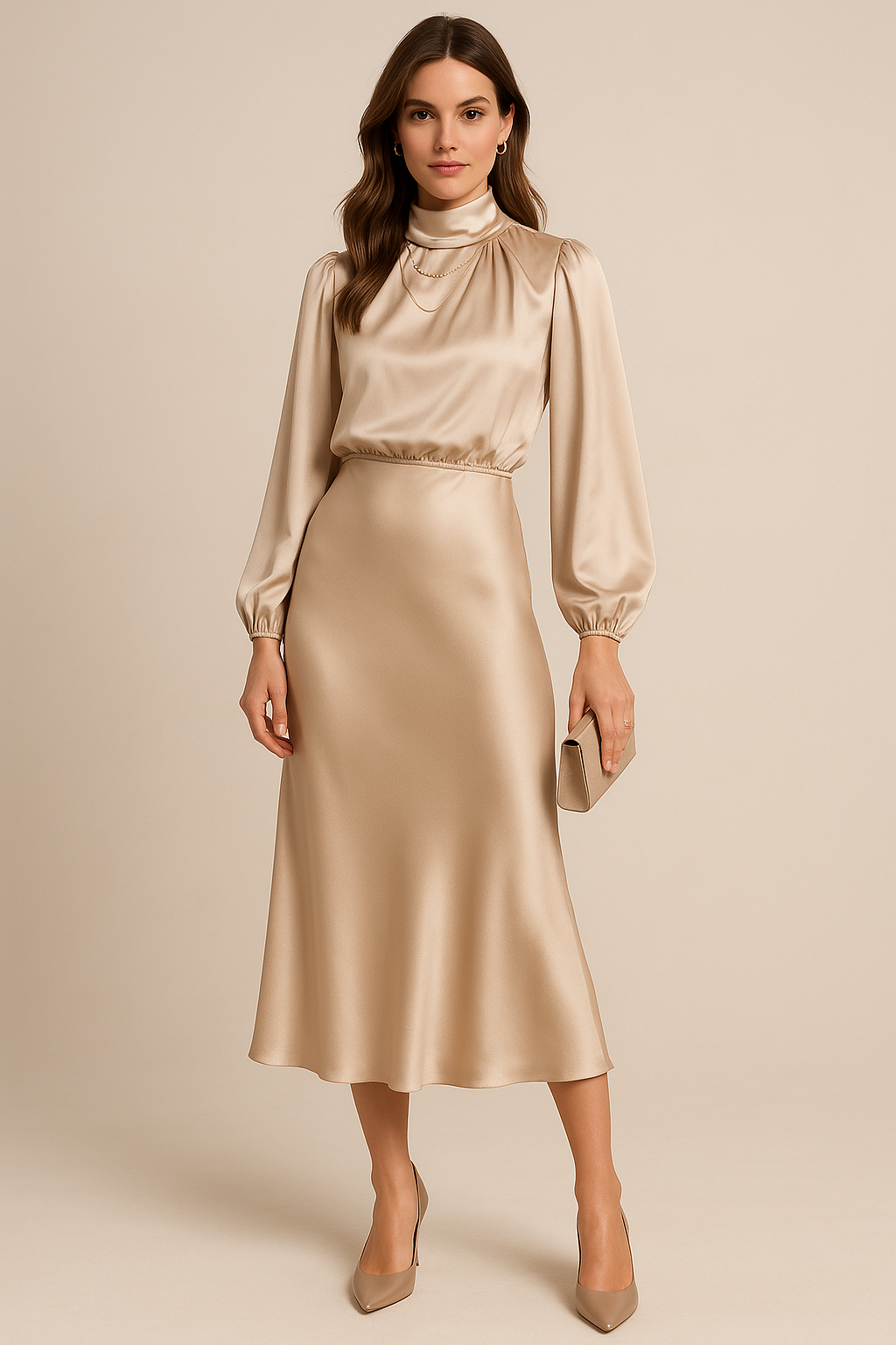 Women's High Waist Midi Dress – Flattering Fit Dress – Kriz