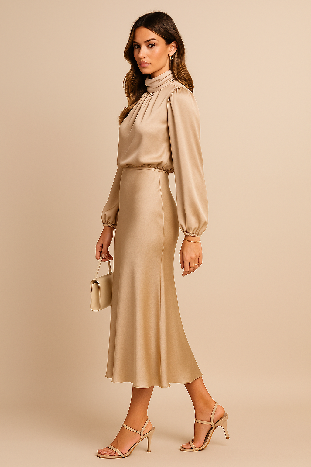 Women's High Waist Midi Dress – Flattering Fit Dress – Kriz