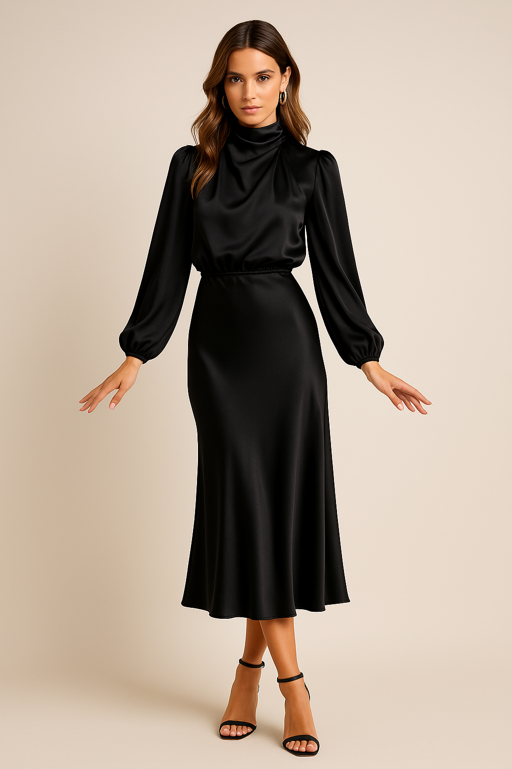 Women's High Waist Midi Dress – Flattering Fit Dress – Kriz