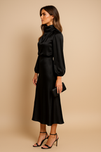 Women's High Waist Midi Dress – Flattering Fit Dress – Kriz