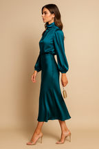 Women's High Waist Midi Dress – Flattering Fit Dress – Kriz